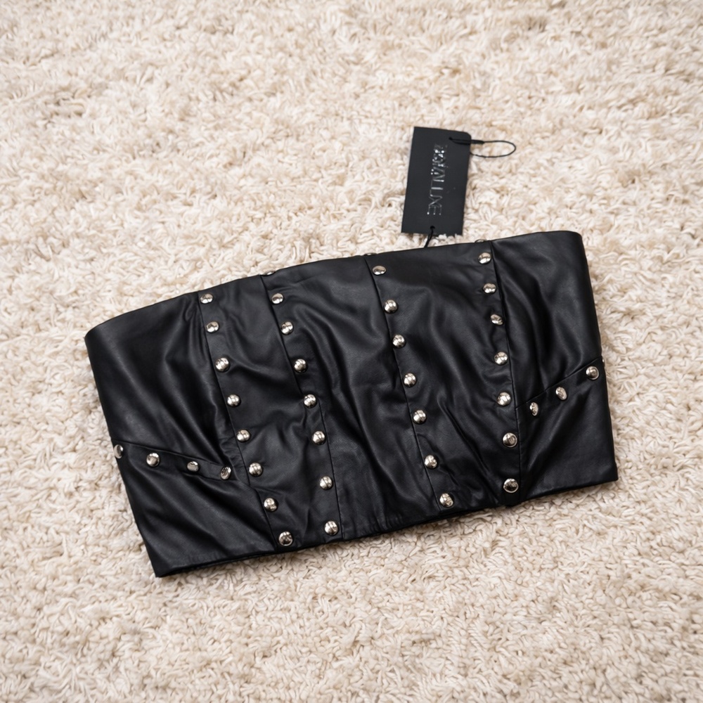 NovaLUXE The Baddest Faux Leather Corset Top